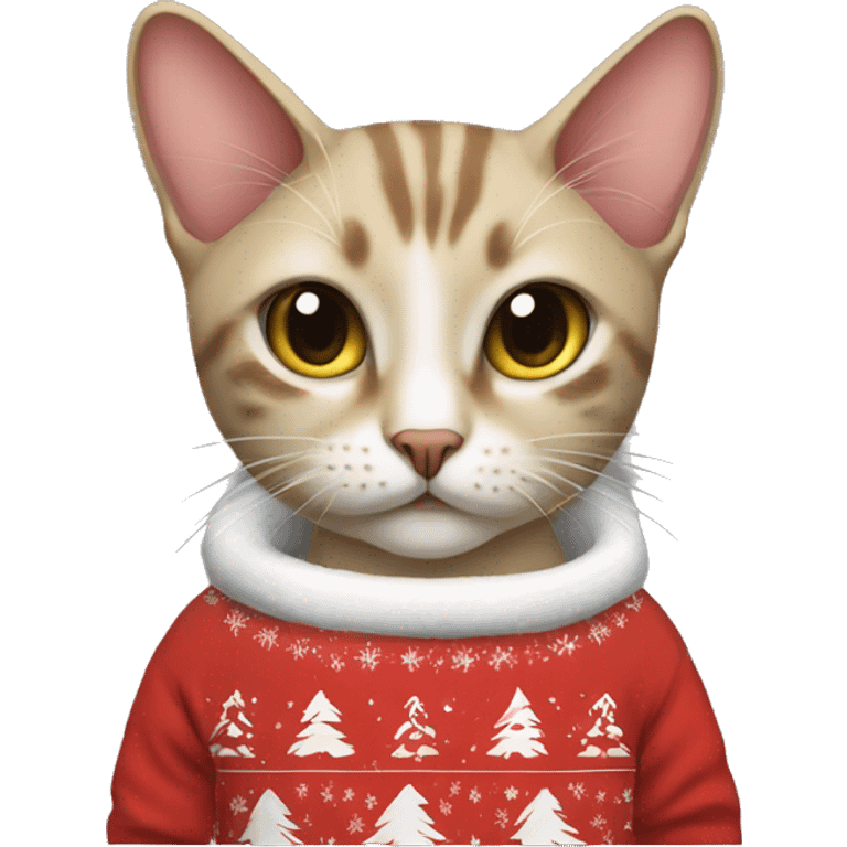 Siam cat wearing christmas Sweatshirt  emoji