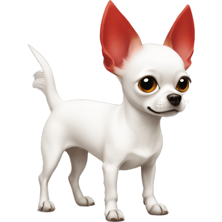 White chihuahua with a red Mohawk emoji