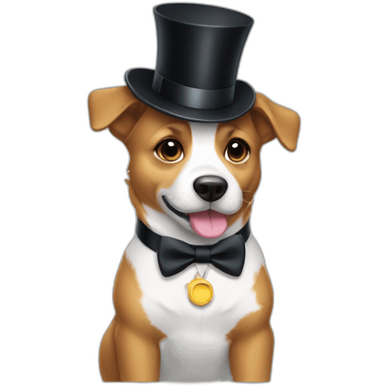 Doggo wearing a tower hat and tuxedo emoji