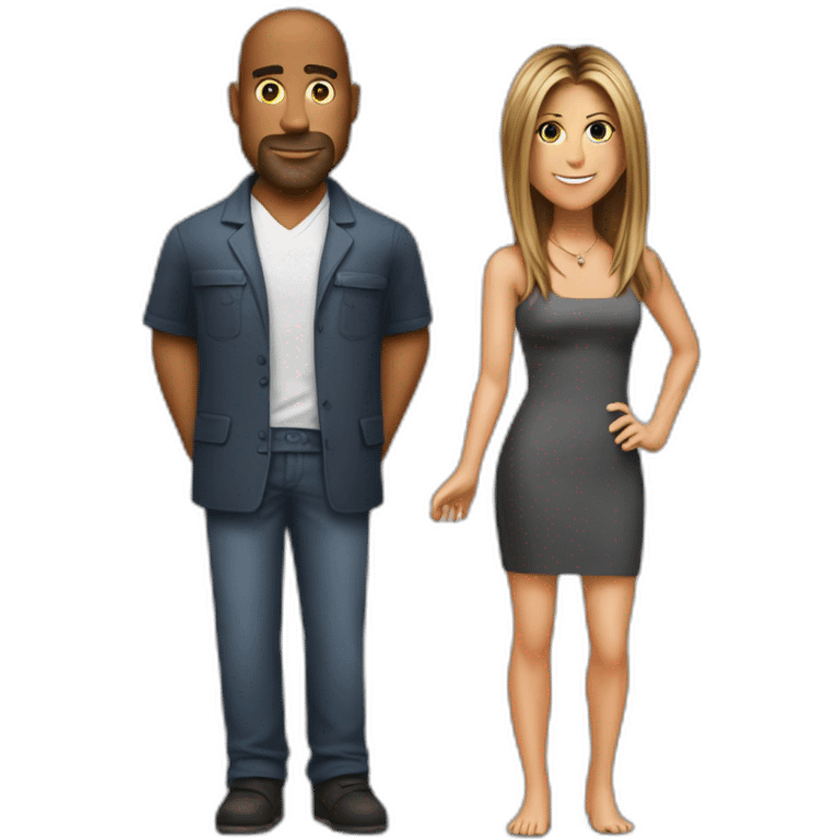 Bouder et Jennifer Aniston qui font un câlin emoji