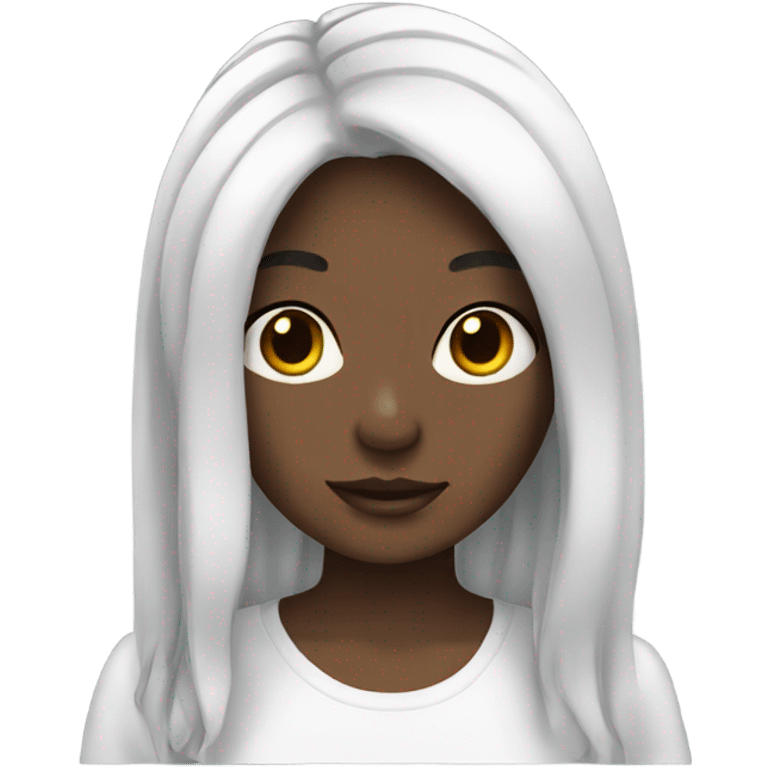 Girl white hair black emoji