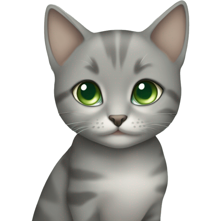 blue eyes grey kitten hugging brown short hair green eyes woman emoji