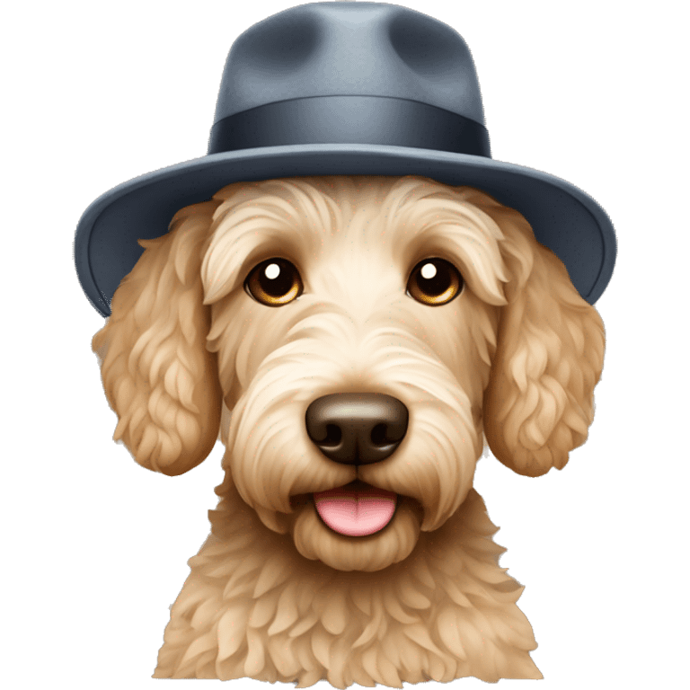 Labradoodle wearing a hat emoji