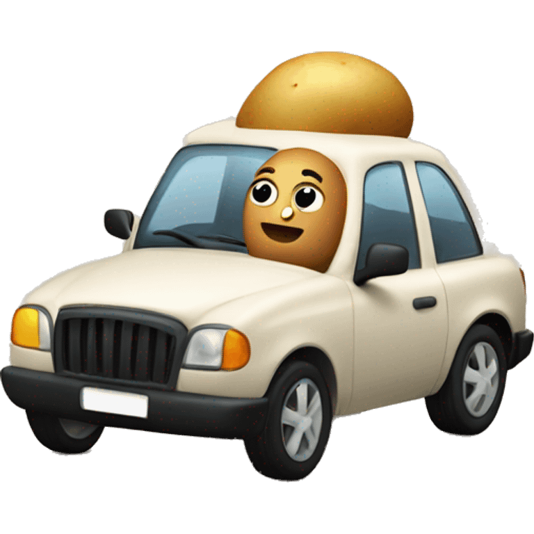 a potato driving a car emoji