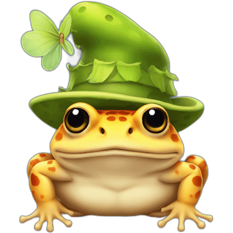 A toad with a fairy hat emoji