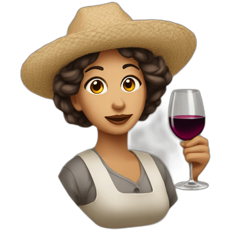 Mujer artista pintora tomando vino emoji