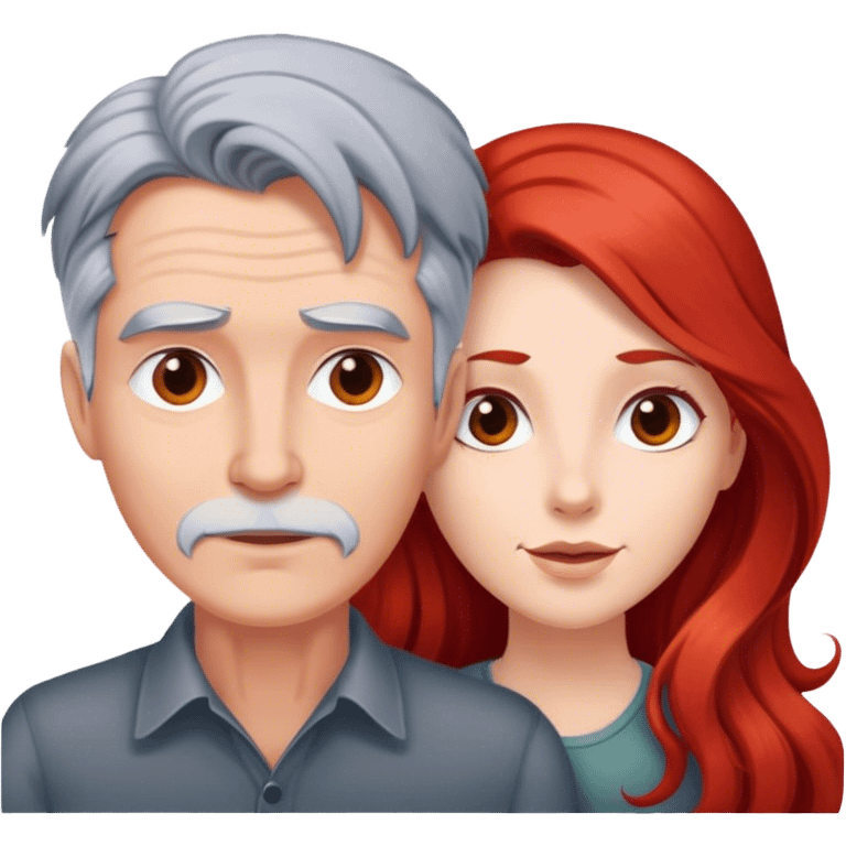 Long red hair woman and gray hair man emoji