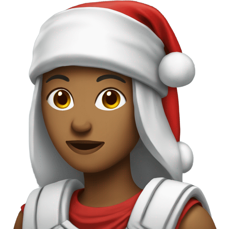 spartan female wearing red santa hat emoji