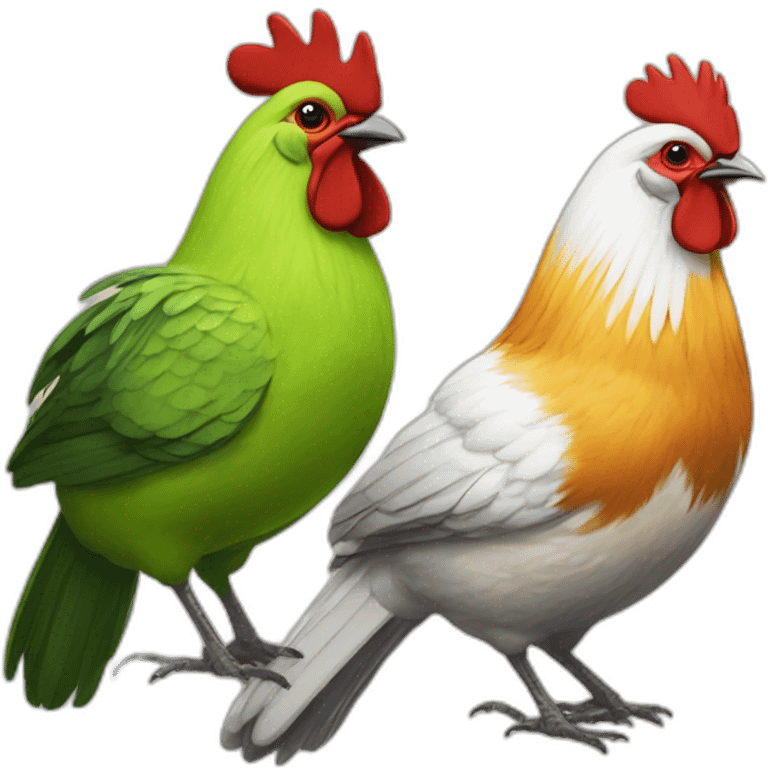 Two Tit birds and rooster emoji