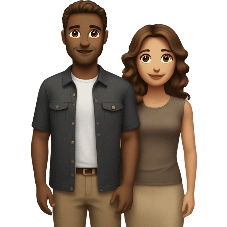 Brown haired couple emoji