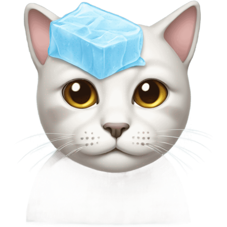 Sad cat with an ice pack on its head  emoji