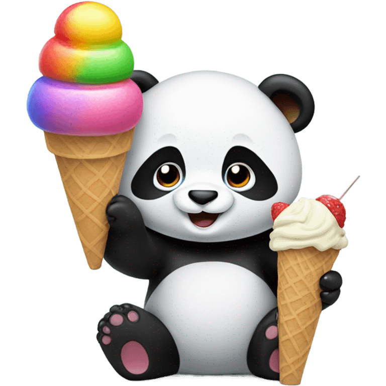 Panda eating ice cream emoji