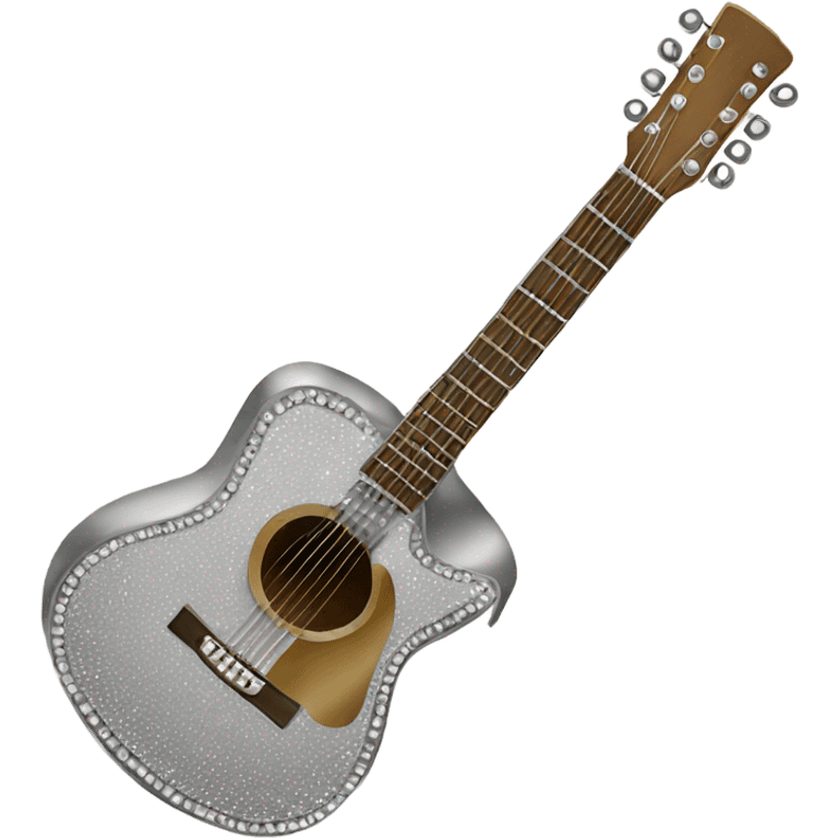 Silver bedazzled Acoustic guitar emoji