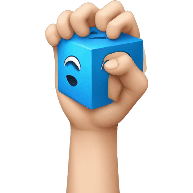 a hand touching a cube emoji