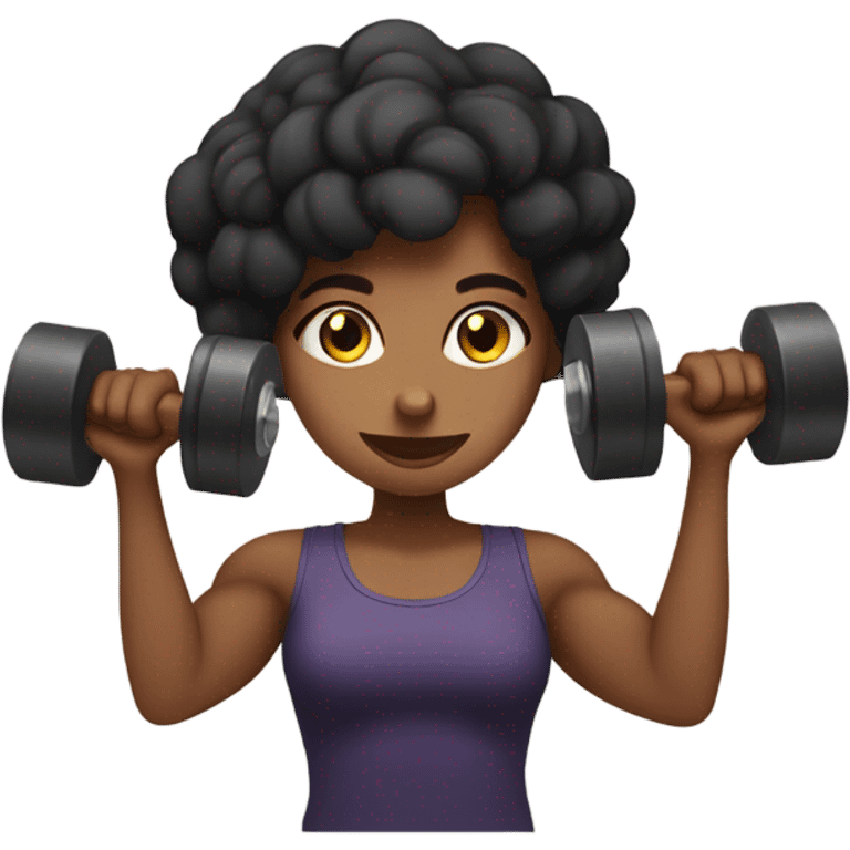 Girl doing bicep curls with dumbbells  emoji