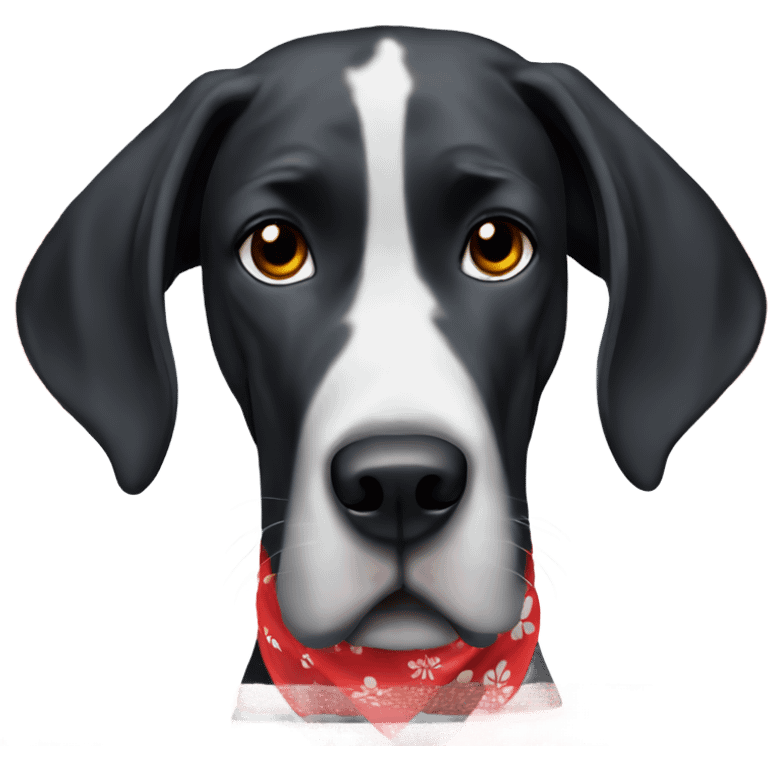 Black Great Dane white chest with Hawaiian red bandana emoji