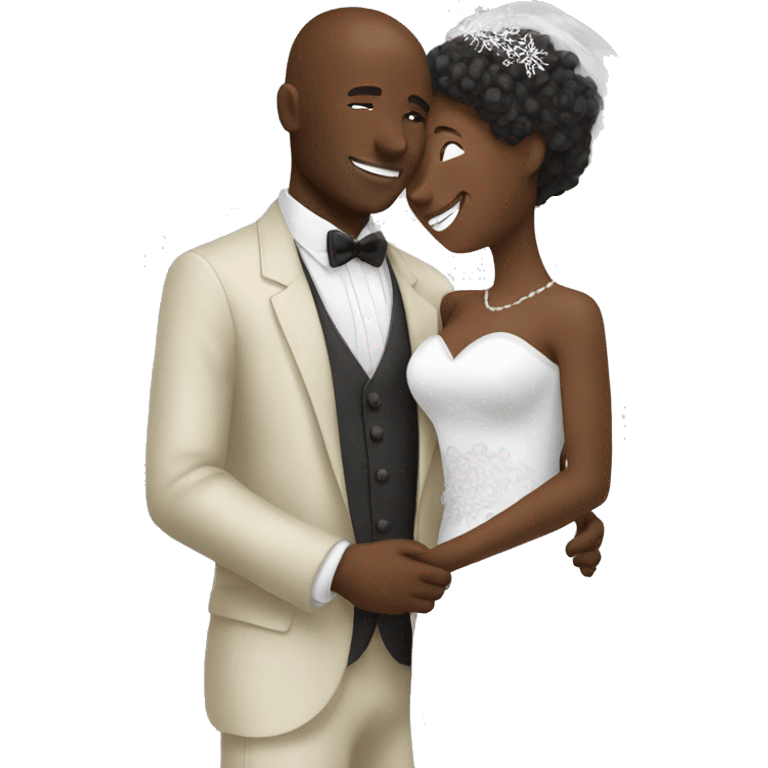 African groom and bride. Hugging each other. emoji