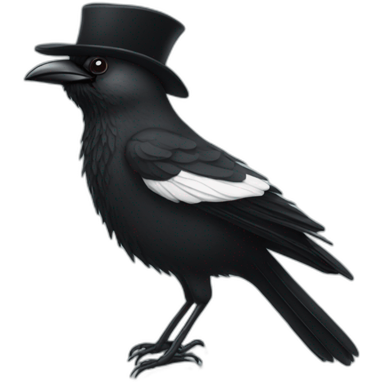 Magpie with a great beard and handlebar moustache emoji