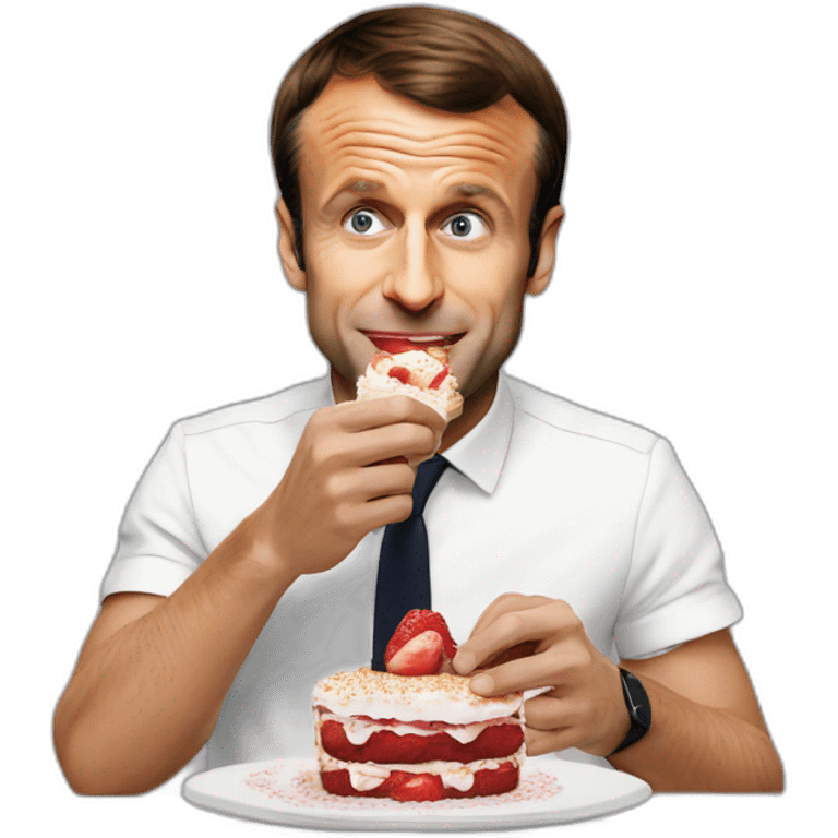 Emmanuel Macron eating à Cake emoji