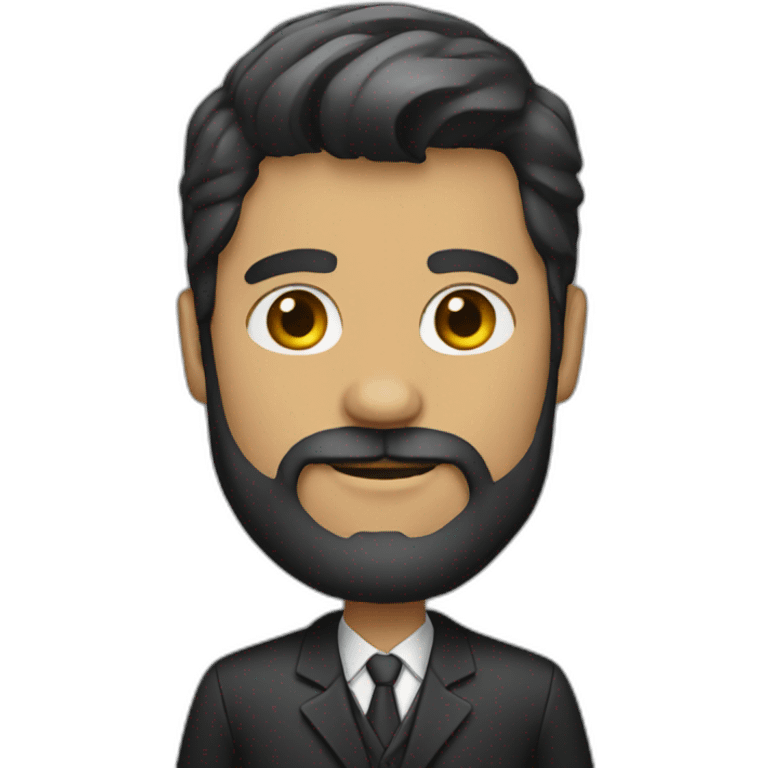 A men with beard and coatsuite emoji