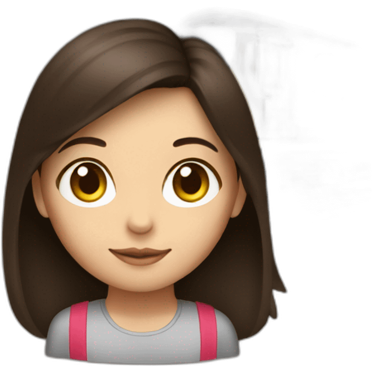 Brunette girl and a train emoji