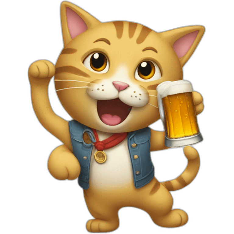 Un chat debout qui boit une biere emoji