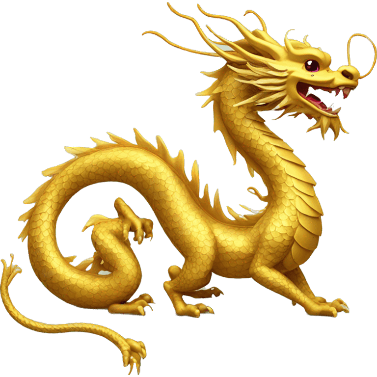 Golden Chinese dragon with floral pattern on its body  emoji