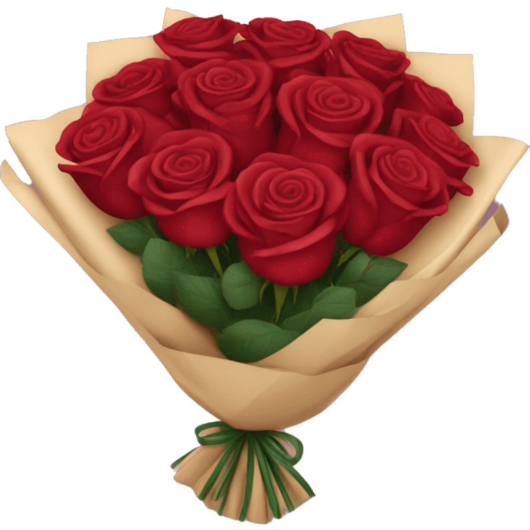 Bouquet of red roses in a burgundy package emoji