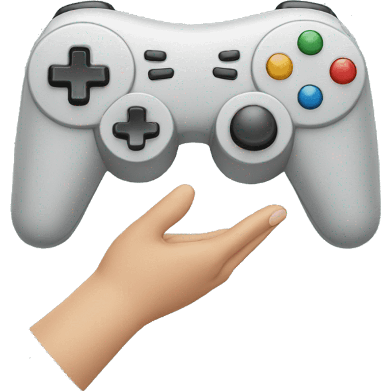 a hand holding a controller emoji