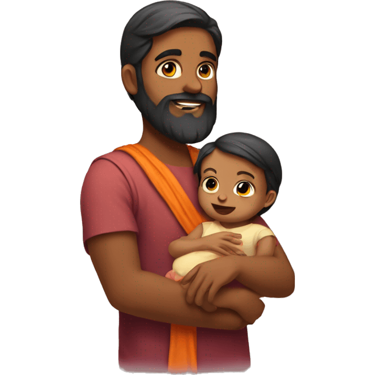 Hindu with beard holding baby girl emoji