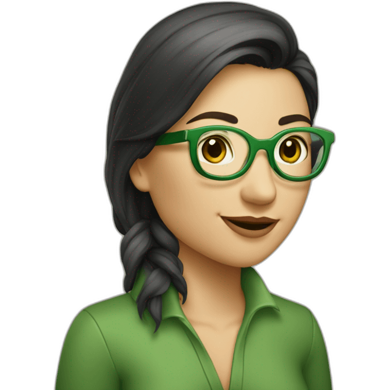 Femme lunette verte avec une queue de cheval emoji