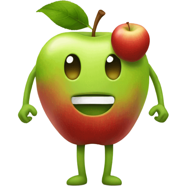 Apple with arms and legs emoji