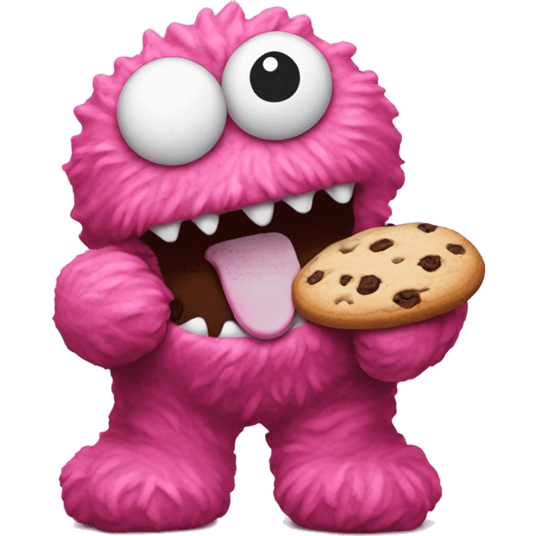 Pink cookie monster devouring cookies emoji