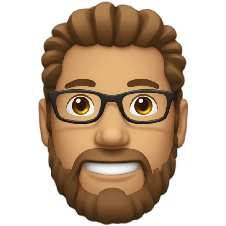 Man with brown hair man bun with transparent glasses emoji