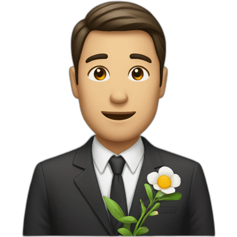 Un homme donne une fleur emoji