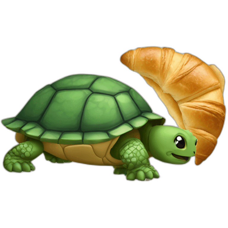 Tortle eating croissant emoji