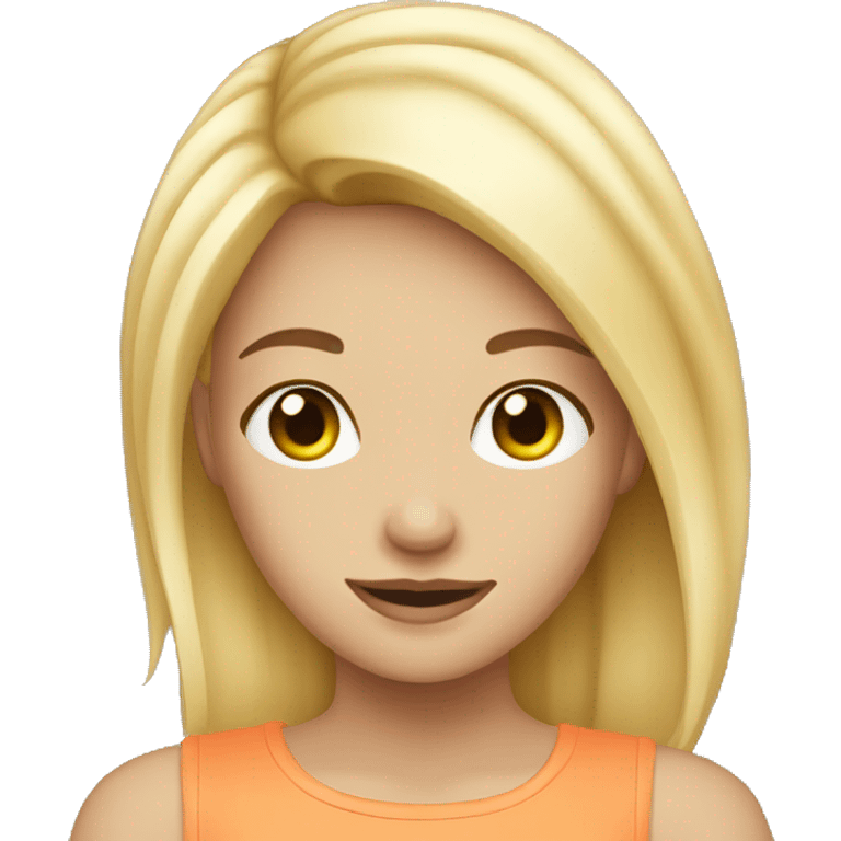 blonde girl with peach emoji