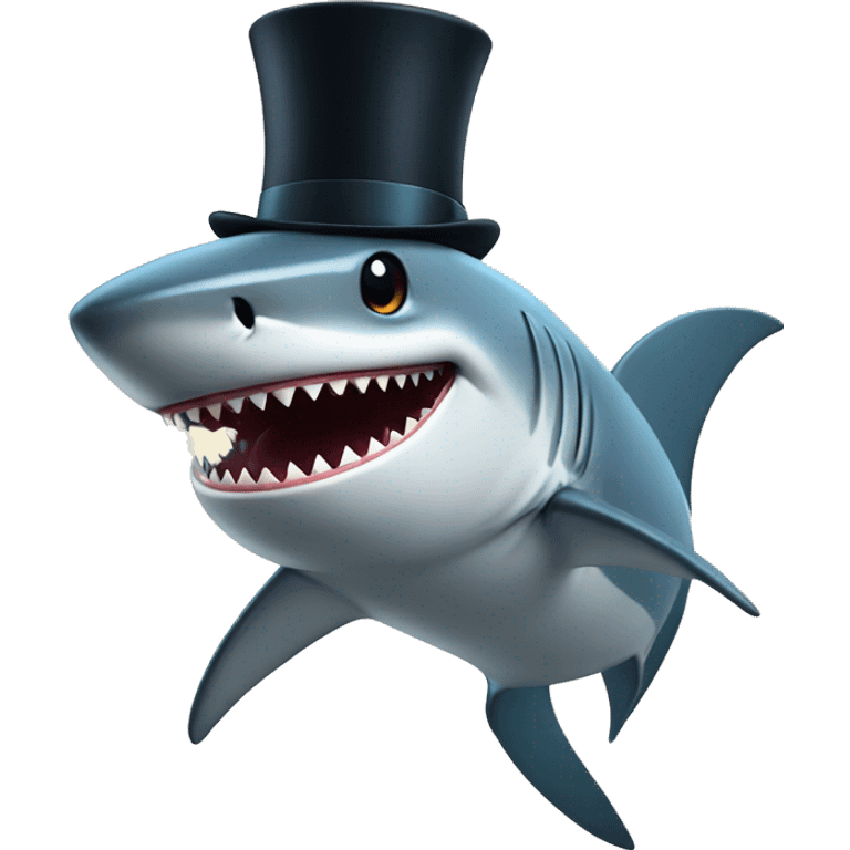 Shark with a top hat emoji