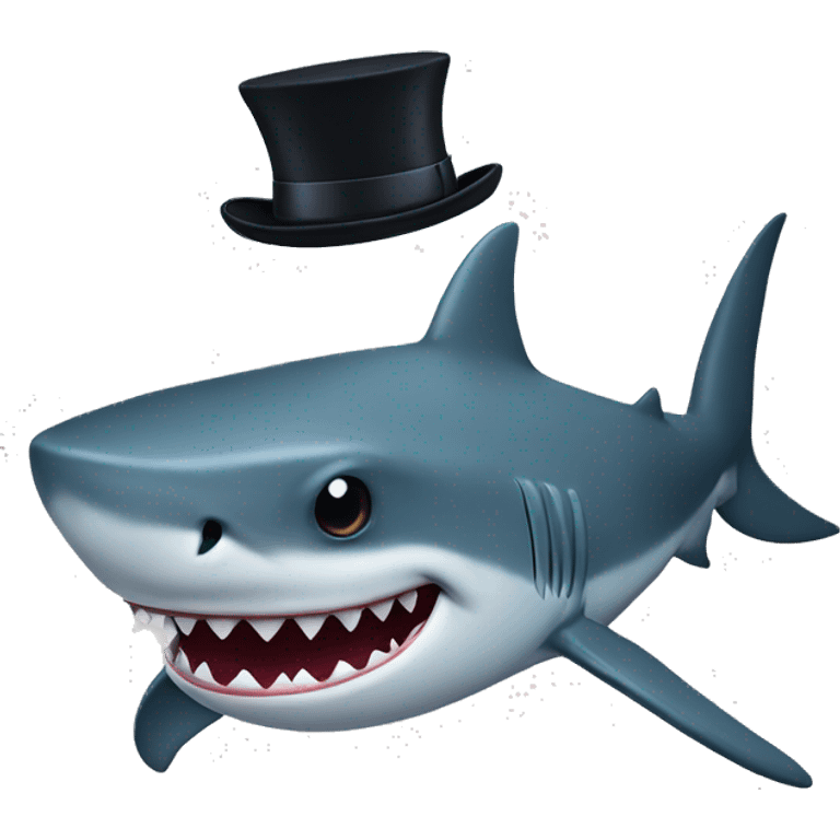 Shark with a top hat emoji