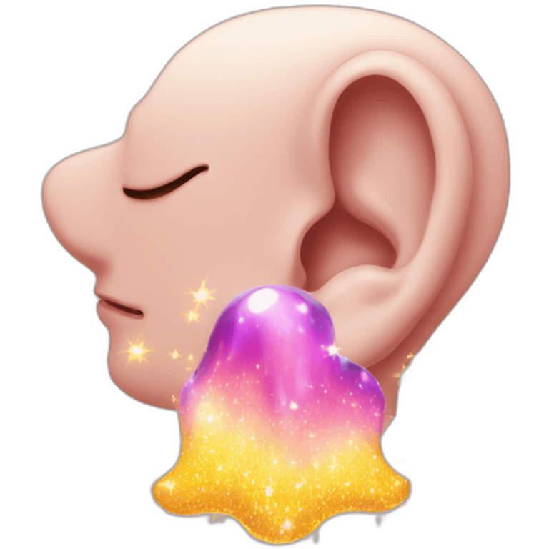 Human Ear surrounded by magic sparkles emoji