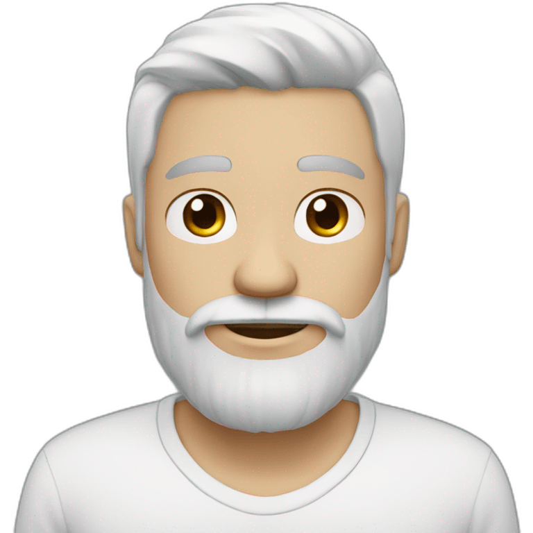 bearded guy in white shirt with black hair emoji