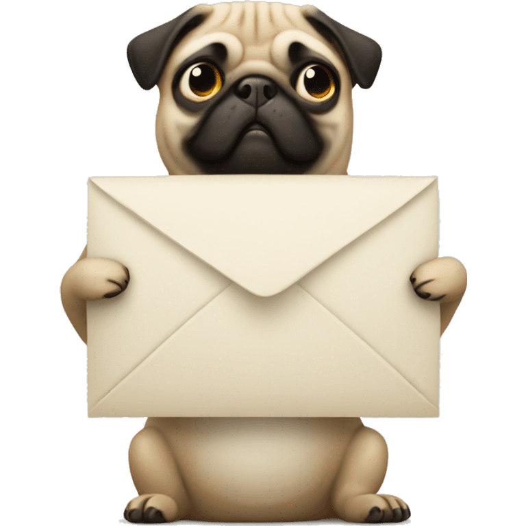 Pug holding the letter W emoji