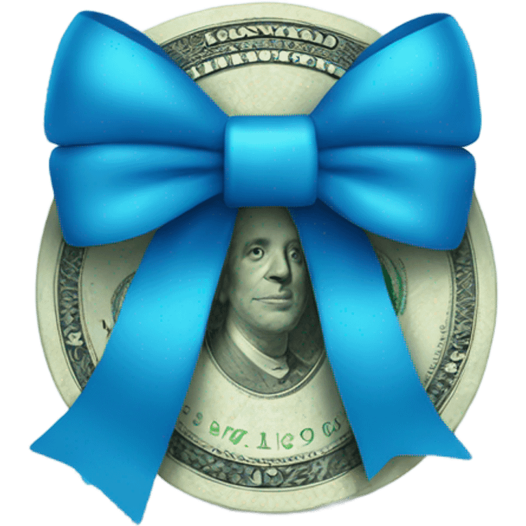 Money with a blue bow emoji