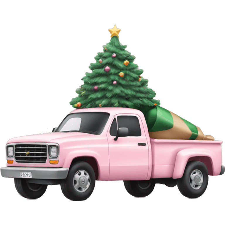 Pastel Pink truck with Christmas tree emoji