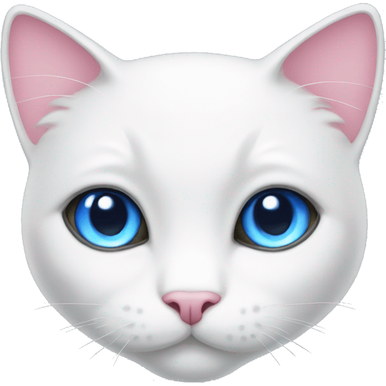 white cat with a pink bow and blue eyes emoji