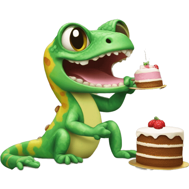 Gecko eating a cake  emoji