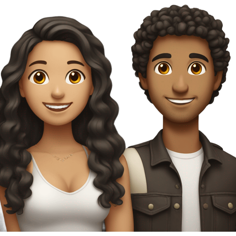 girl with dark brown hair latina dating her latino curly haired boy emoji