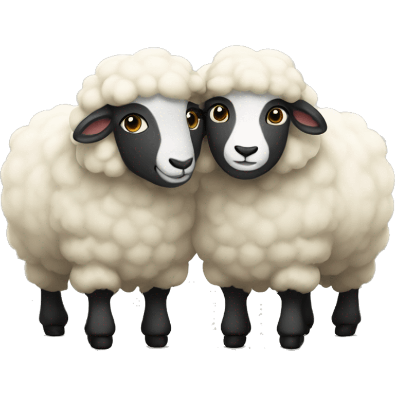 Two sheeps cuddling  emoji