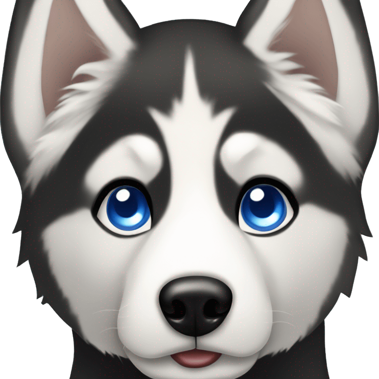 Short haired black and white Siberian husky with blue eyes emoji