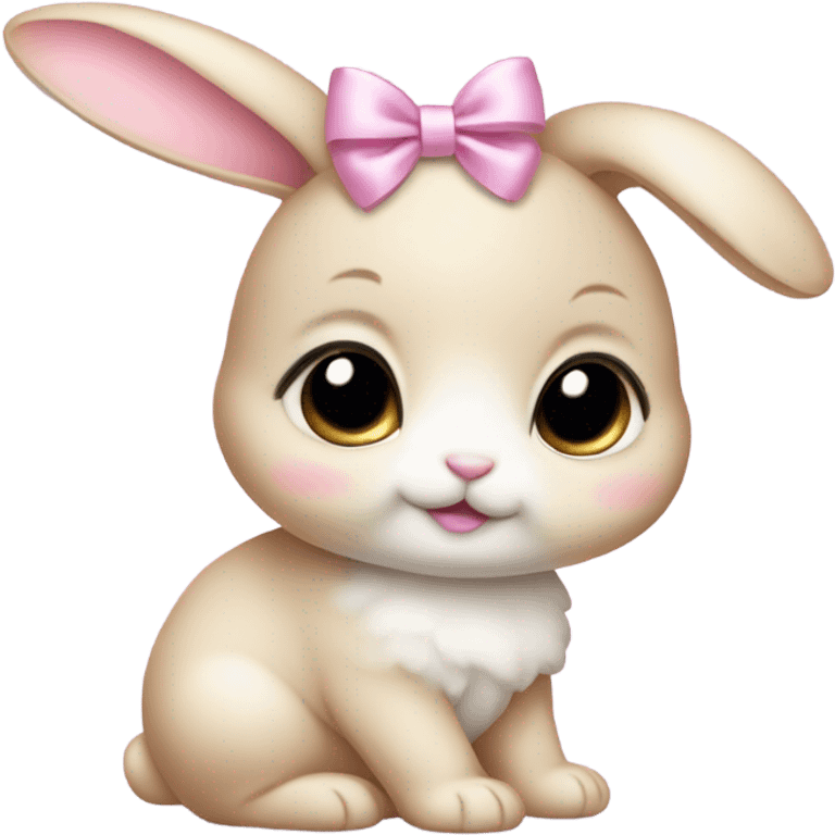 Baby bunny with coquette bow on ear emoji